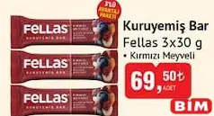 FELLAS KURUYEMİŞ BAR KIRMIZI MEYVELİ 3X30 G FELLAS KURUYEMİŞ BAR KIRMIZI MEYVELİ 3X30 G